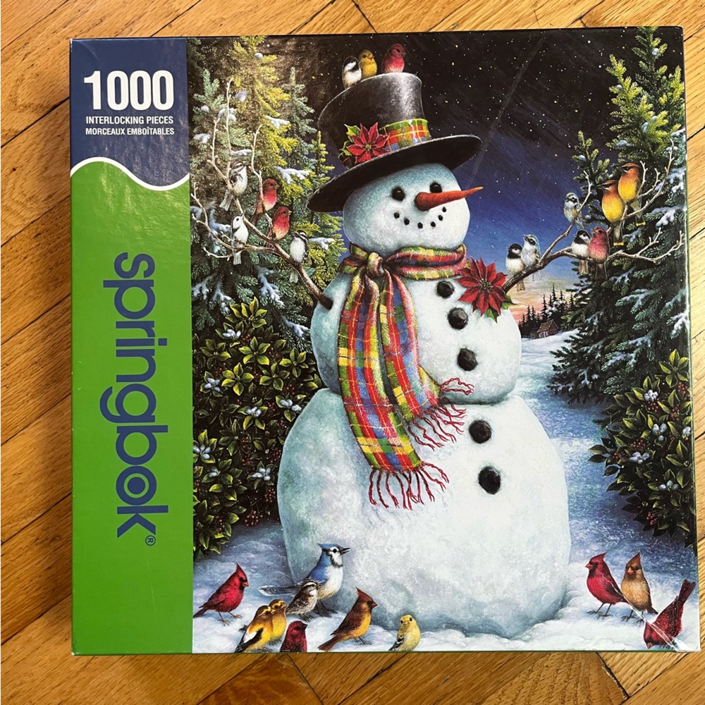 Springbok "Feathered Friends" Snowman Winter Puzzle 1000 Pieces